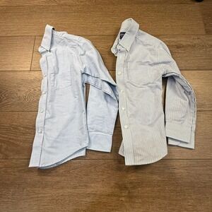 Boy's Arrow Kids Button Down Shirt Blue White Stripe Size 8 Long Sleeve Dress